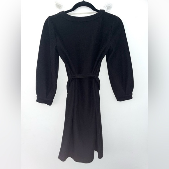 GAL MEETS GLAM Jody Black Ribbed Belted Knee Length Dress Size 00 - Picture 4 of 10